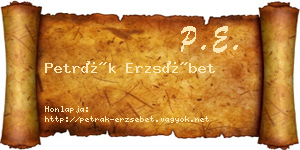 Petrák Erzsébet névjegykártya